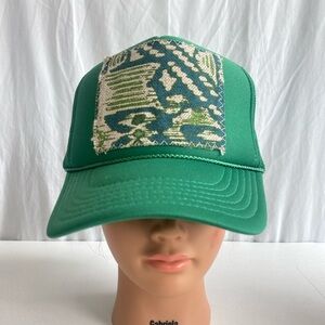 Otto trucker hat Turkish kilim rug remnant patch classic green mesh cap